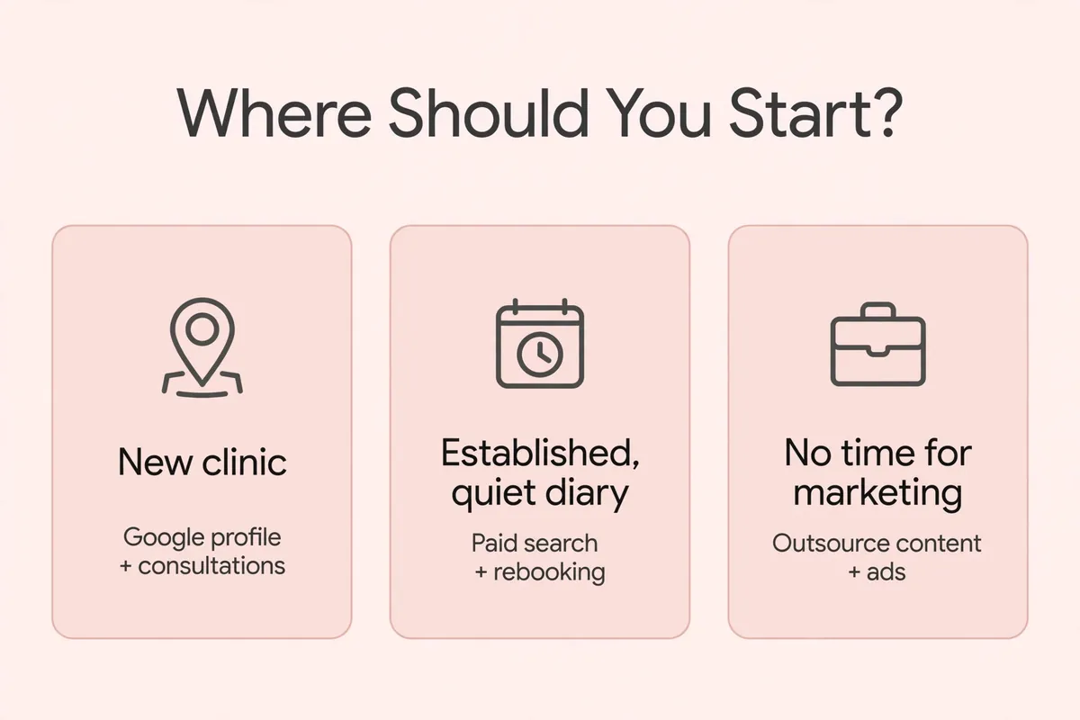 Decision framework, where an aesthetics clinic should start marketing