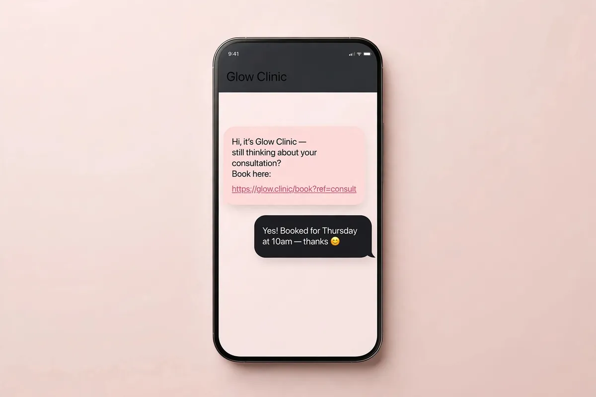 Consultation follow-up text message script for aesthetics clinics