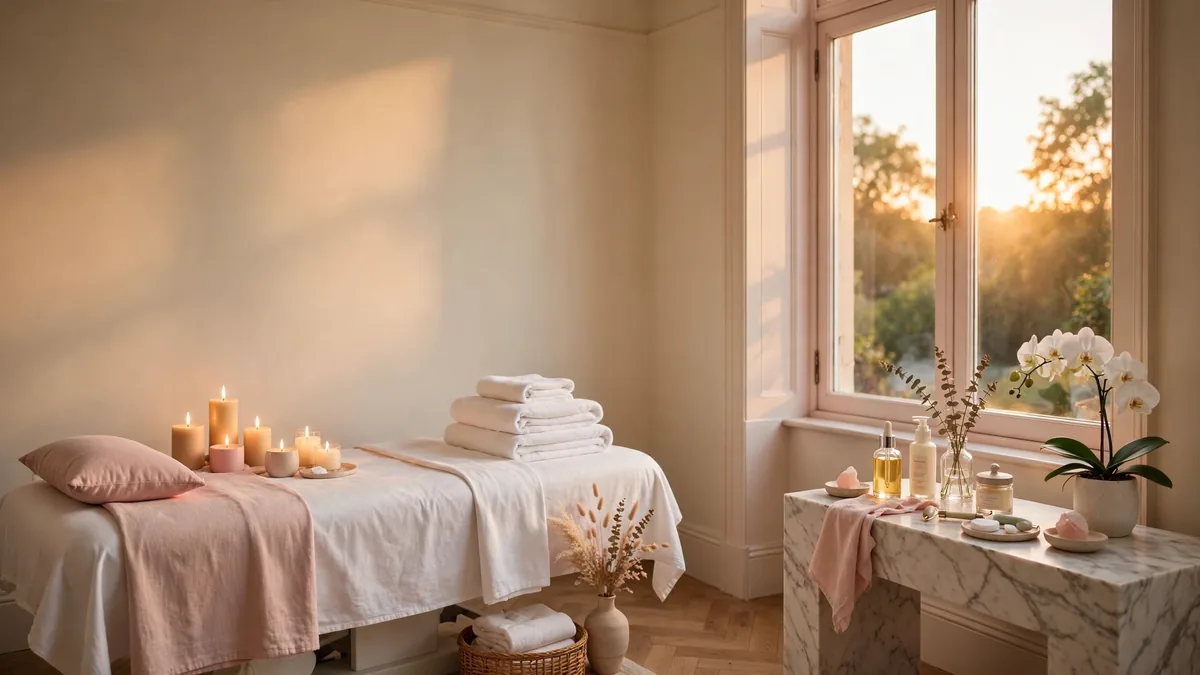 Marketing plan for beauty salon PDF, elegant UK beauty salon treatment room