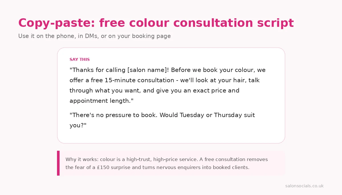 Copy-paste script for offering free colour consultations