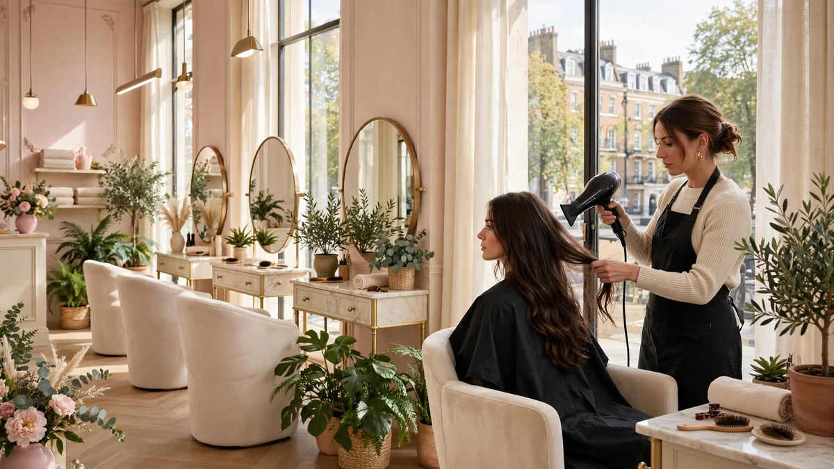 Hair salon marketing ideas for UK hair salons, stylist at work in a premium salon