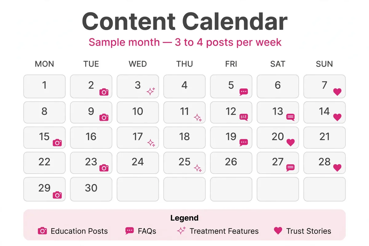 Sample content calendar for med spa content marketing