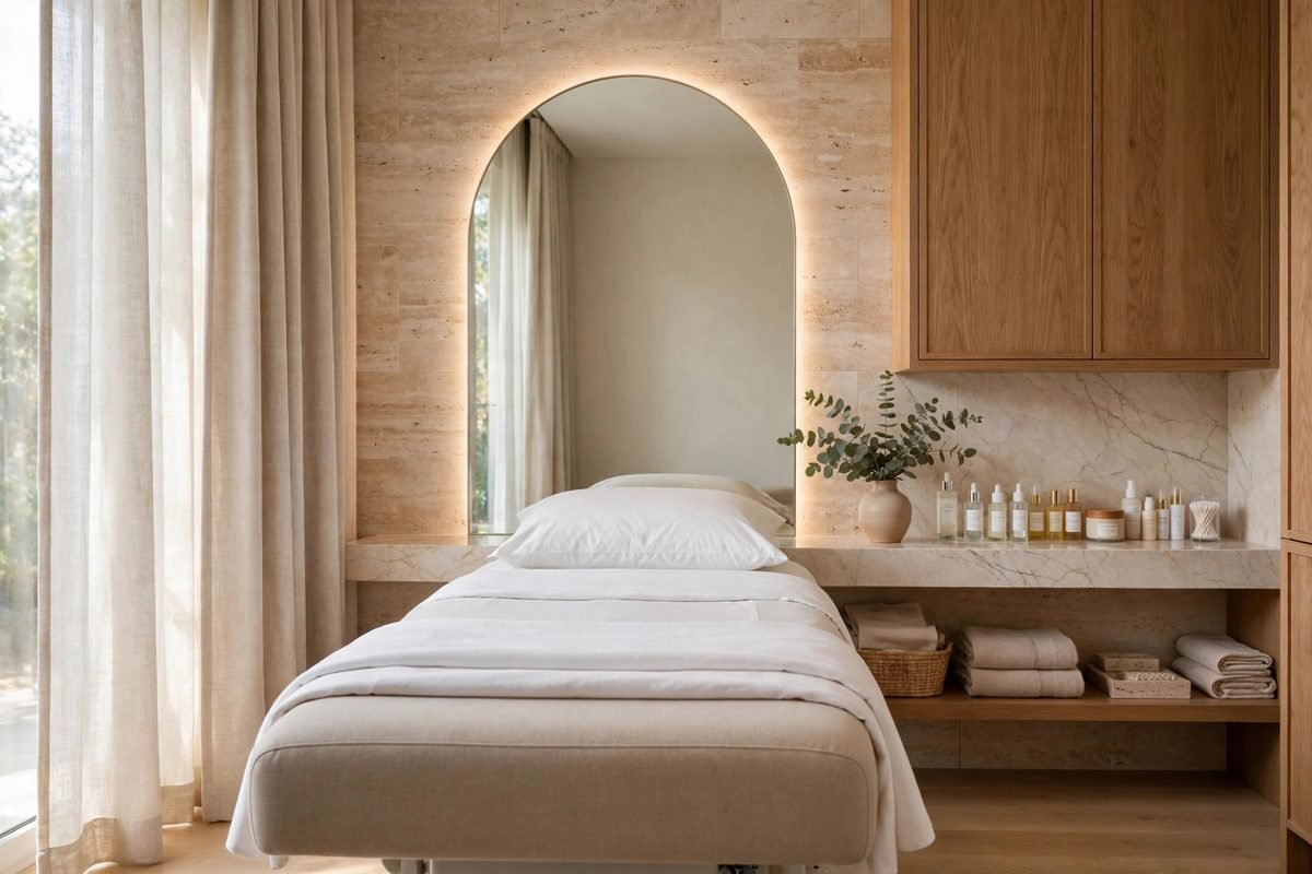 Premium med spa treatment room interior