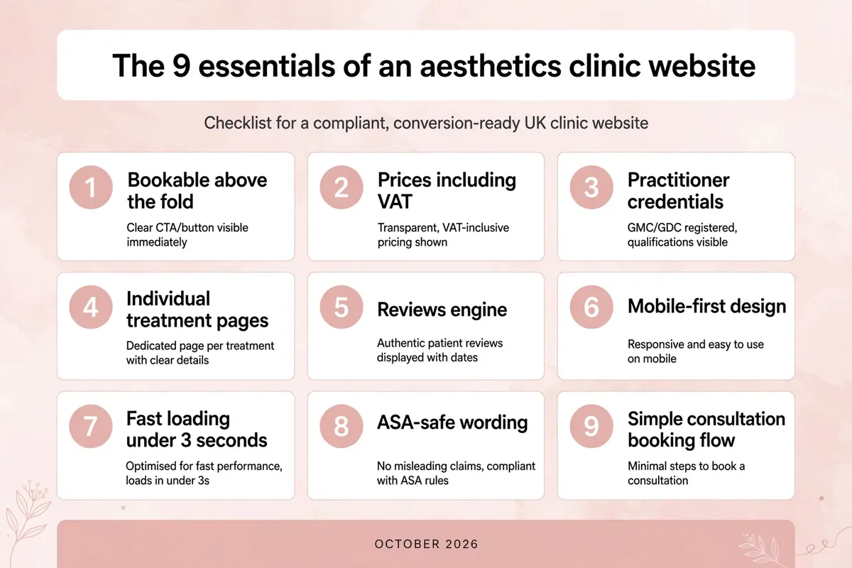 Checklist: 9 essentials of an aesthetics clinic website that gets bookings