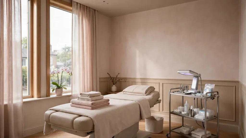 Marketing for medical spa in the UK, premium aesthetics clinic treatment room