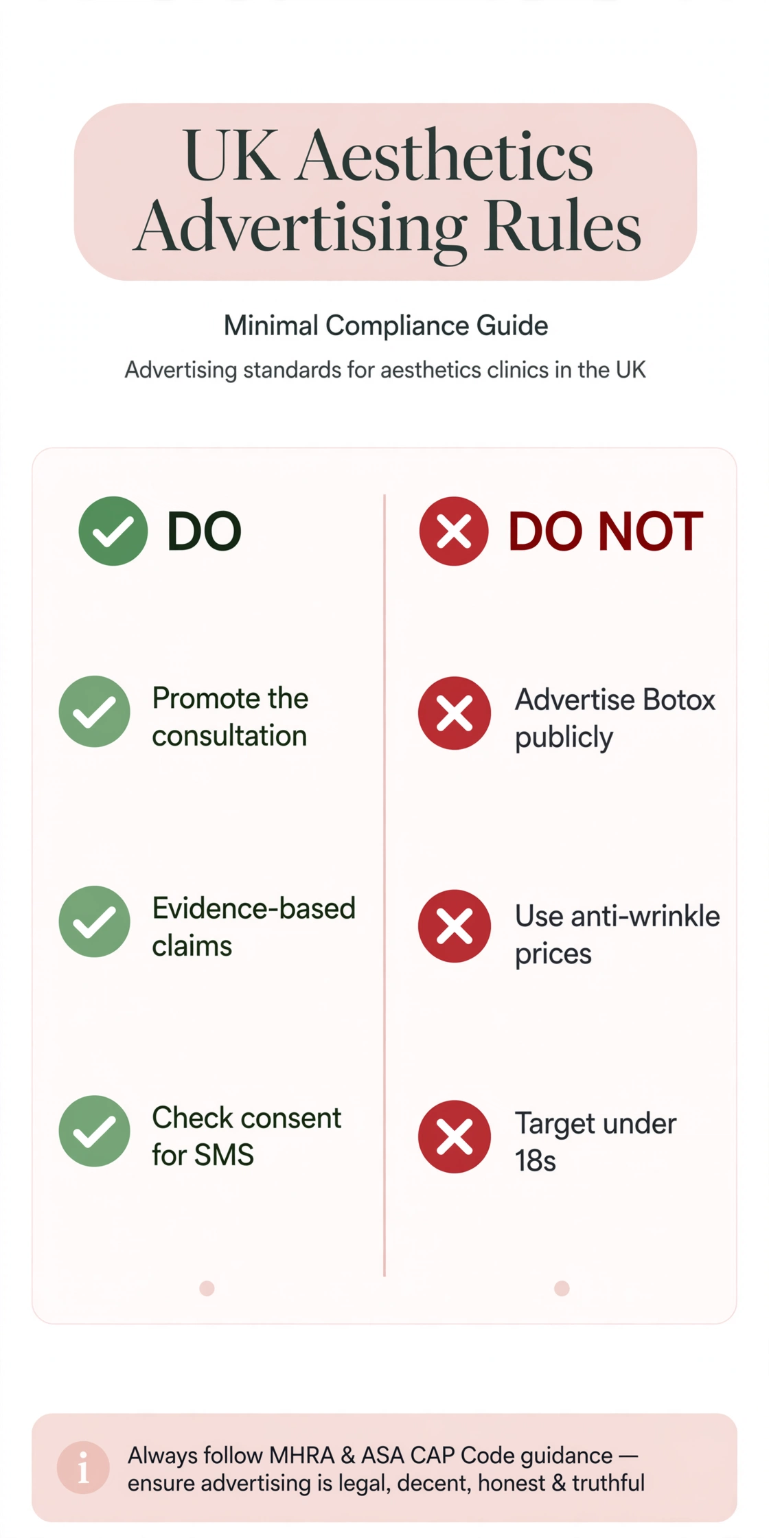 UK aesthetics advertising rules — what a medical spa marketing agency can and cannot do