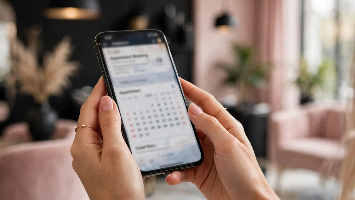 Booking a hair appointment on mobile, three taps to booked