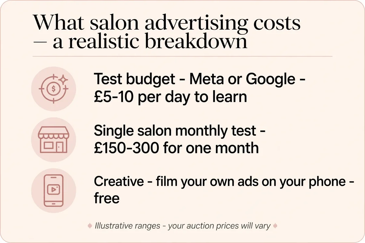 What salon advertising costs, a realistic, illustrative breakdown