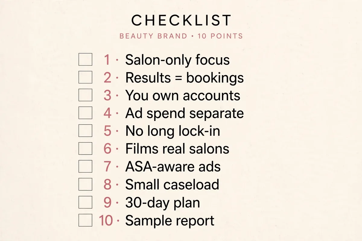 Hiring checklist: ten questions to ask a salon marketing agency before signing