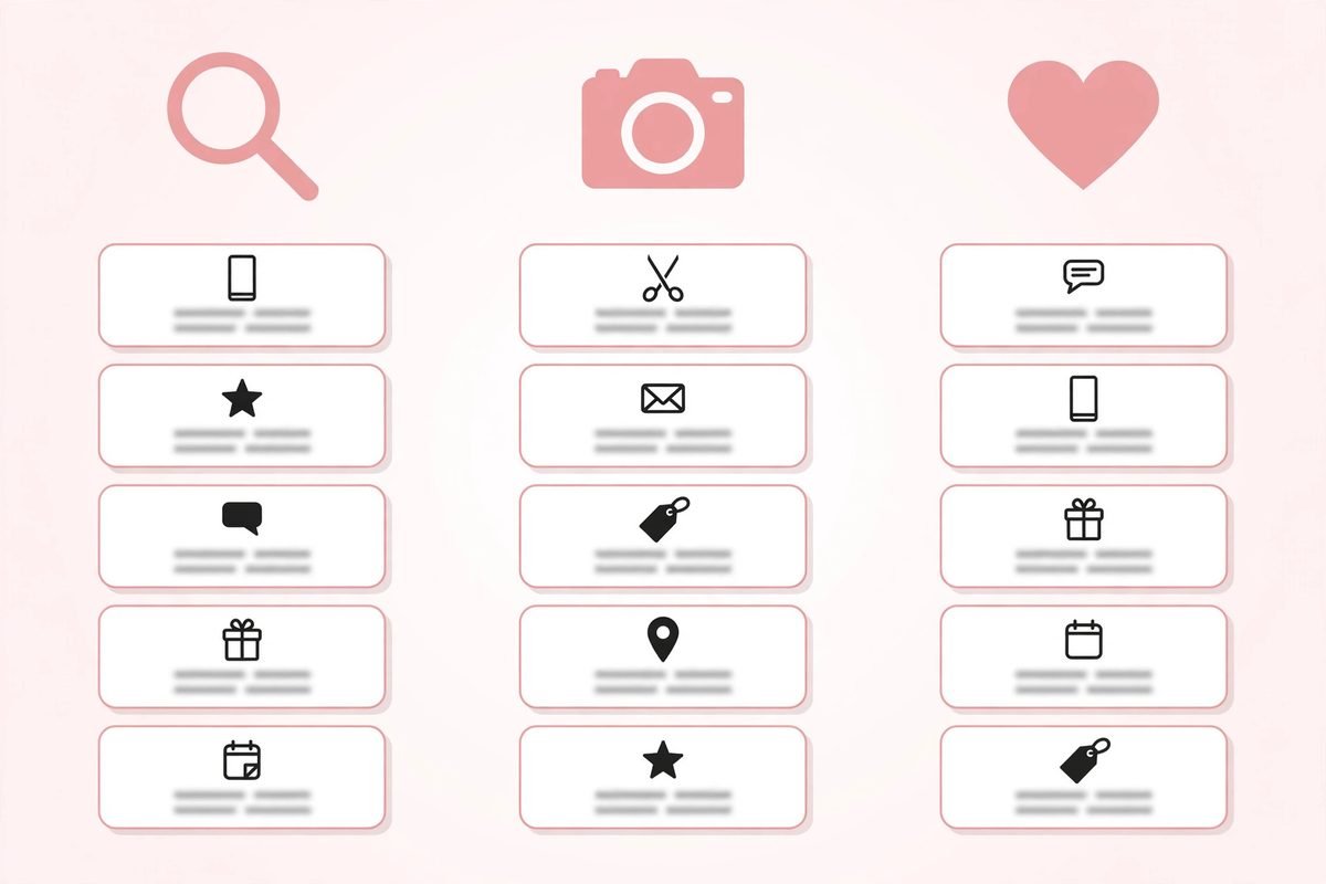 Summary graphic of 15 salon marketing ideas grouped by goal