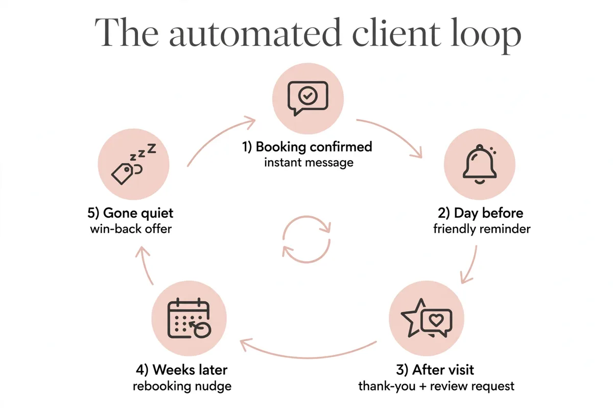 The automated client loop, reminders, reviews, rebooking and win-back