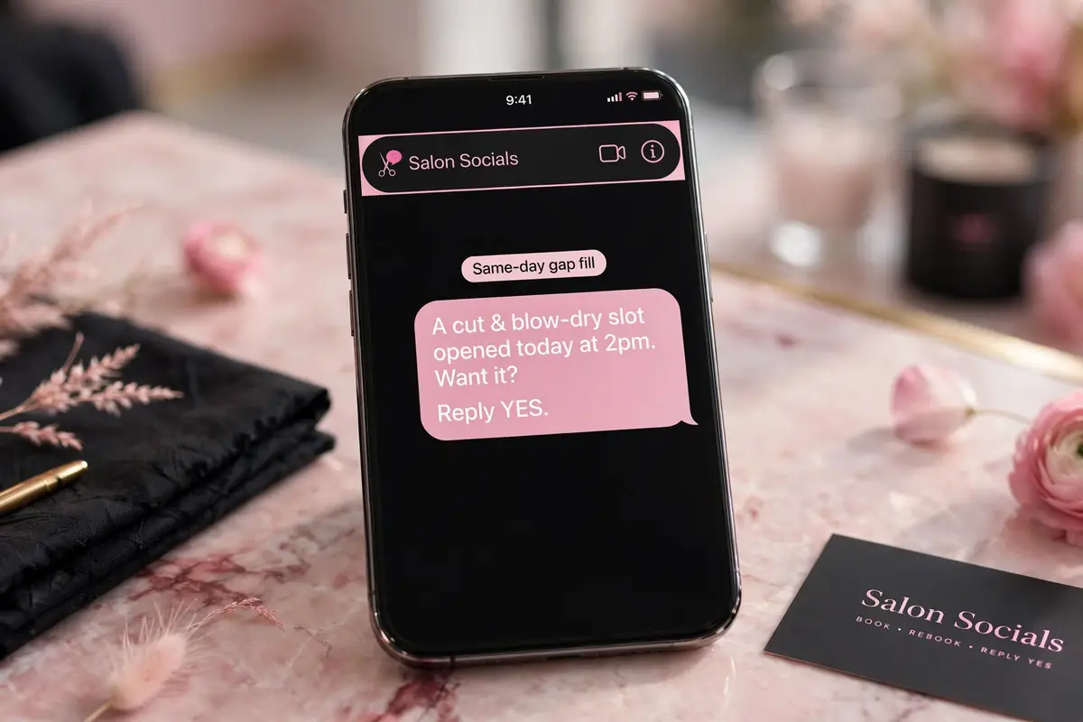 Same-day gap-fill text message template for salons
