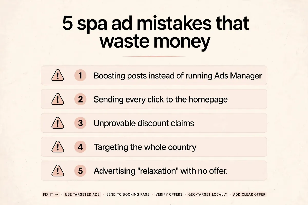 Five spa ad mistakes that waste money