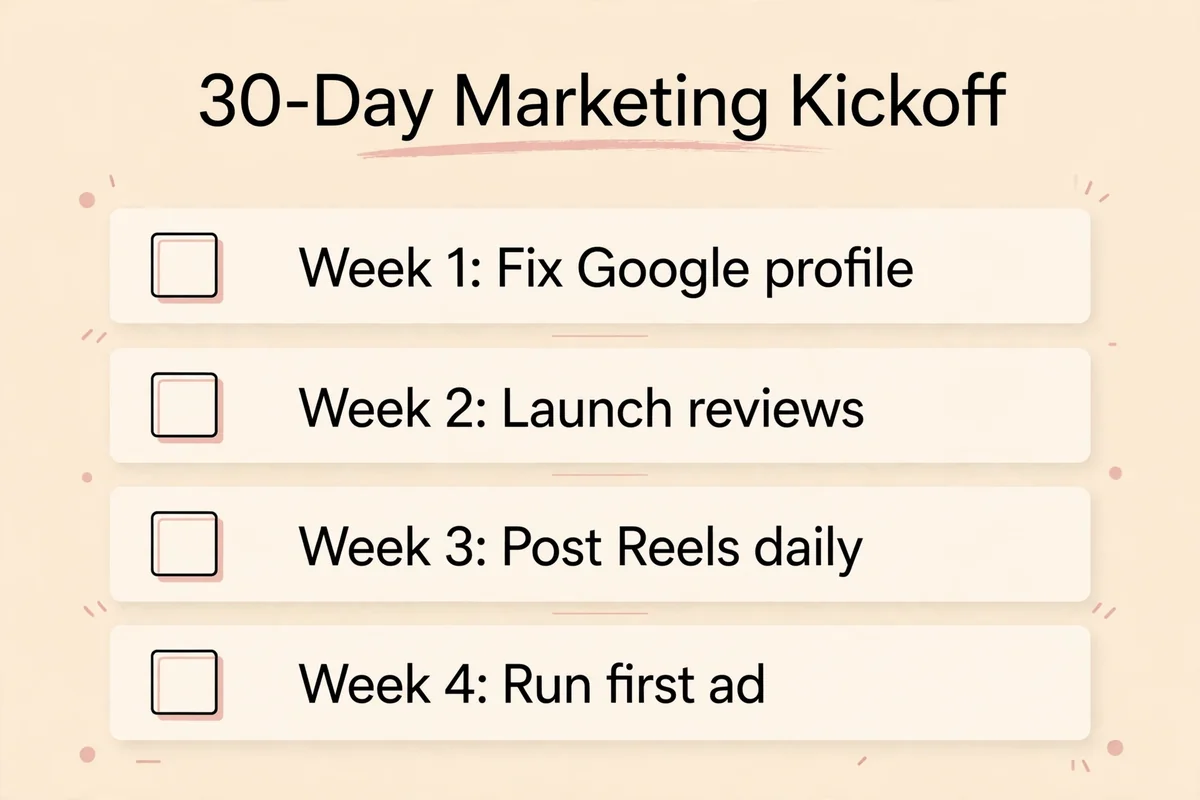 30-day marketing kickoff plan for tanning salons
