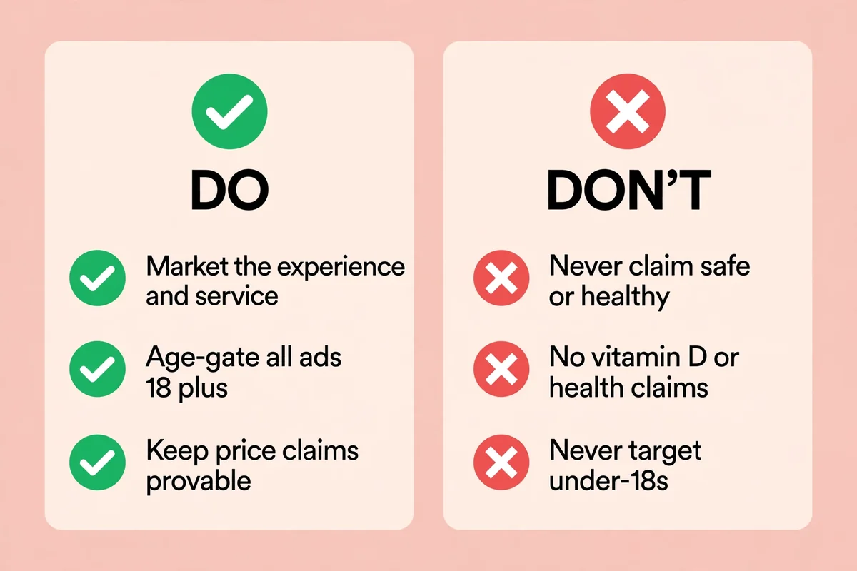 ASA compliance do and don't graphic for UK tanning salon advertising